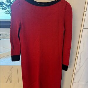 St. John Red and Black Knit Dress